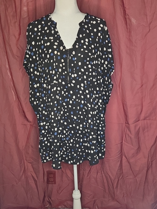 torrid Tops - torrid Black Polka Dot Zip-Front Blouse with Blue and White Polka Dots